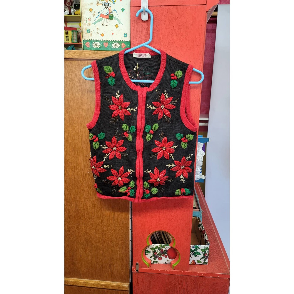 vintage knit christmas sweatervest M